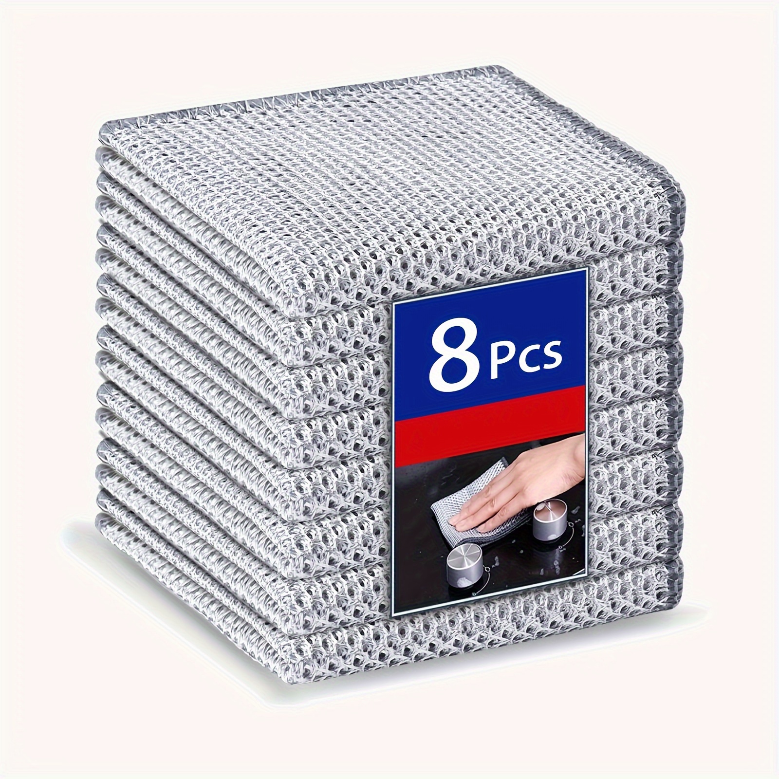 8pcs/16pcs/24pcs/32pcs Cleaning Cloths - Mesh Microfiber Set - Easy To Dry And - Very Suitable For Dishware, Metal Surfaces, Etc, Scratch-free - High Definition Magnification