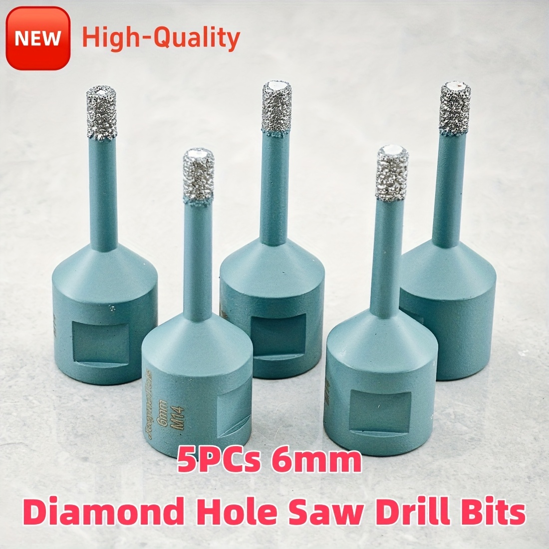 5pcs 6mm High-quality Diamond Drill Bits Set, Diamond Drill Bit With M14 Thread For Ceramic Tile Marble Porcelain Granite, Tile Bit Tools Tilesaw, Diamond Bits