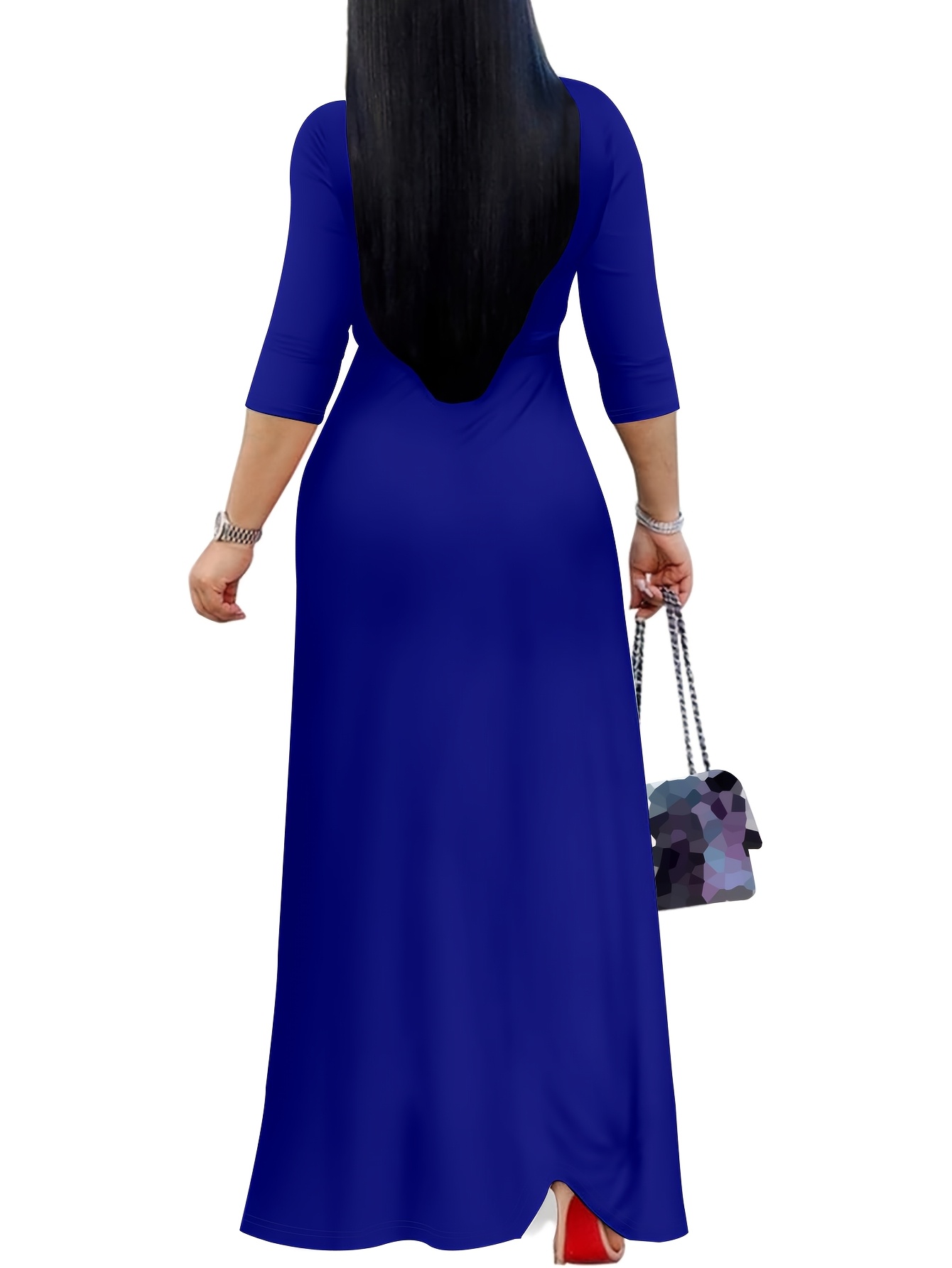 chinese dress ladies PRETTYGARDEN Womens Casual V Neck Boho Maxi Dress Flowy Aline Bell Sle