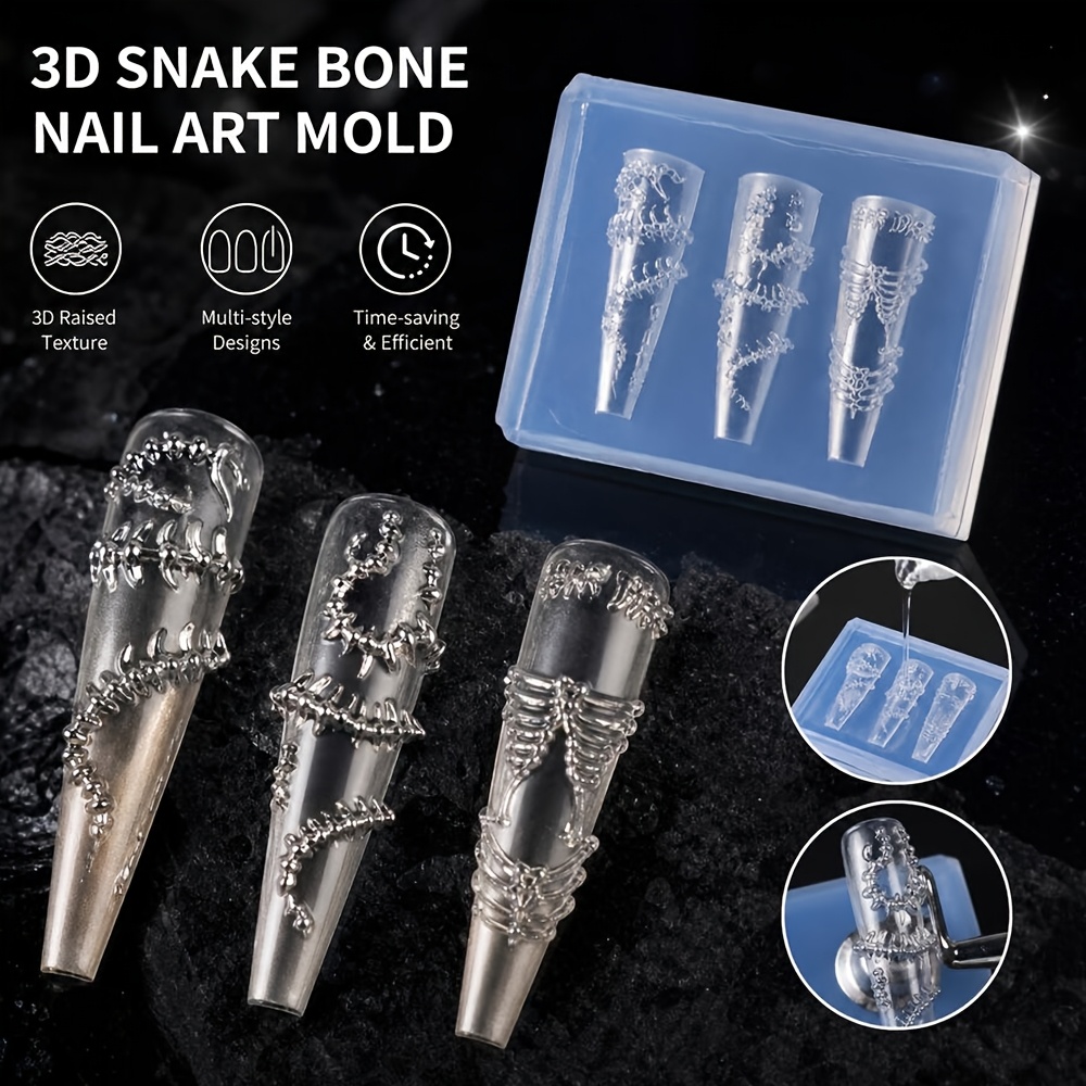 3D Snake Bone Mold Nail Template Design Silicone Mold