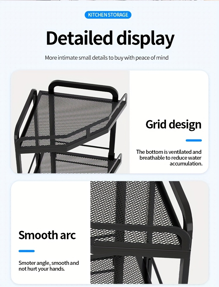 1pc modern metal countertop storage rack space saving multifunctional corner organizer with suction cups for kitchen accessories kitchen organizers and storage Product details 4
