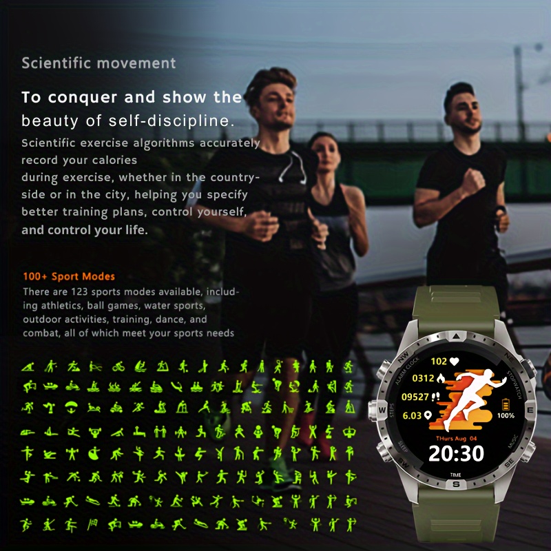 new smart watch full screen touch high aluminum glass cover high strength wear resistant glass dynamic dial cycling running climbing and other   mobile phone interconnection wireless call fitness   long life details 3
