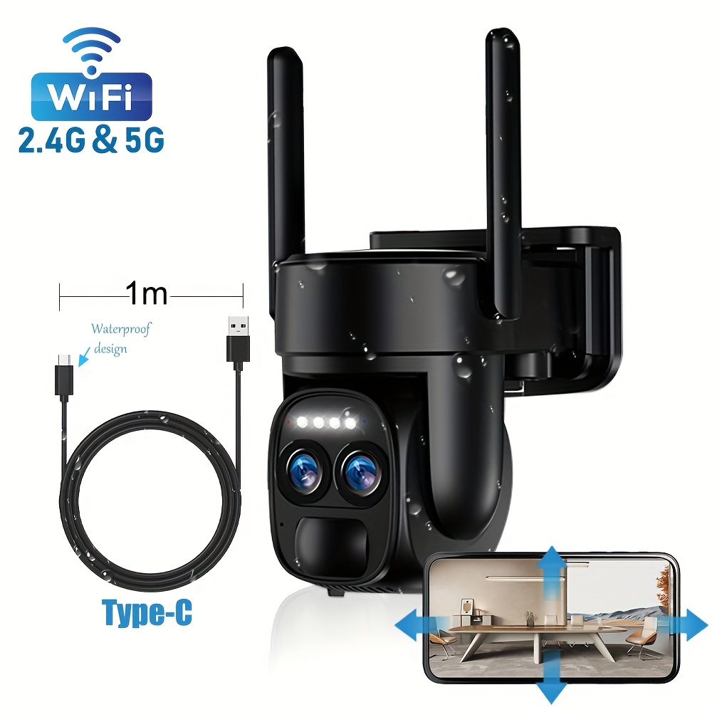 TEMU 2k Qhd Wireless Security Camera Outdoor With 360° Pan & Tilt, Night Vision, Motion Detection, 2-way Talk, Baby/pet Monitor, 2.4/5g Wifi, Support