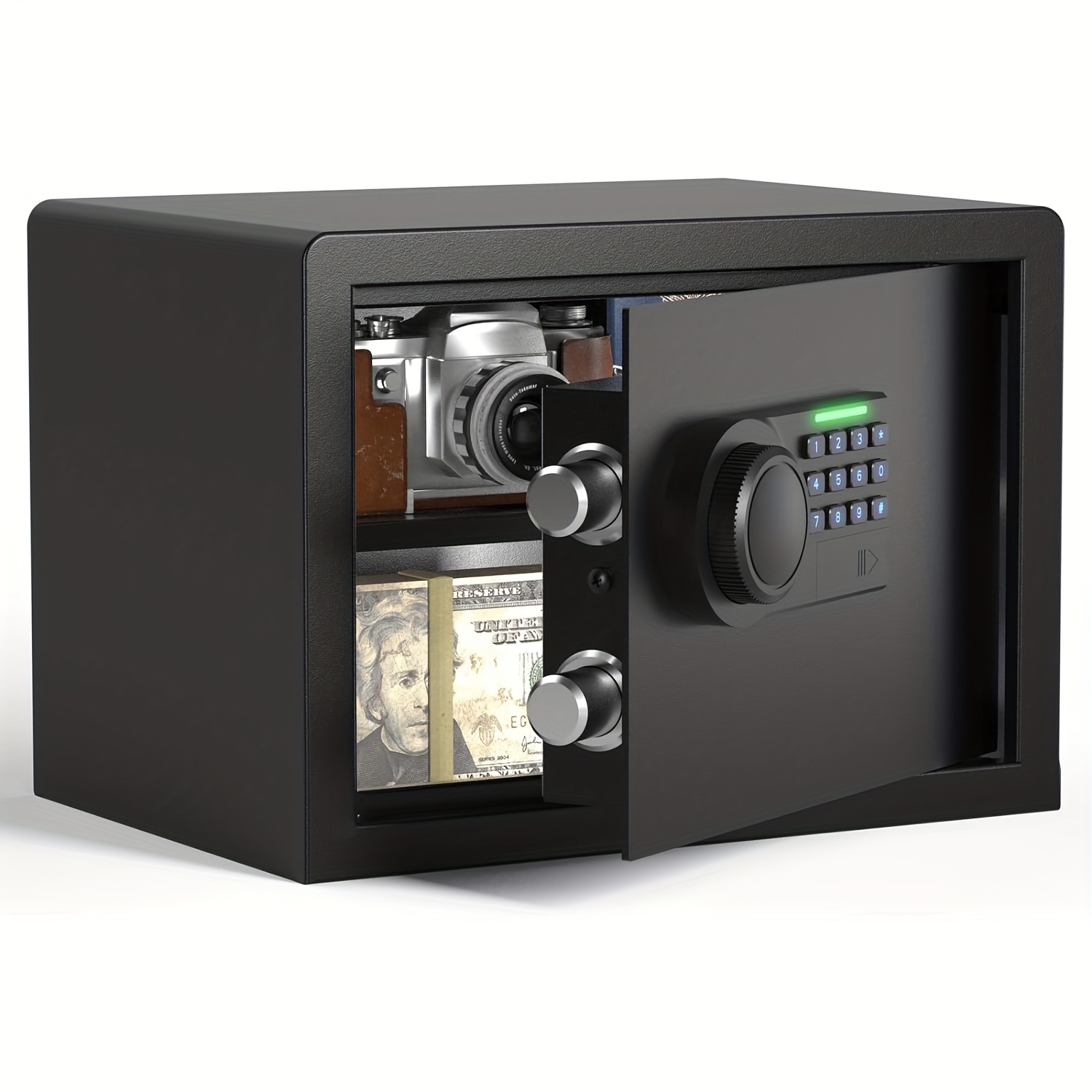 

Grimtron Safe Box - (0.77 Cu. Ft.) Home Safe With Silent Mode, Backlit Keypad And Led Light, Secure Money Safe Caja Fuerte Anti-rust, Anti-theft, Anti-pry