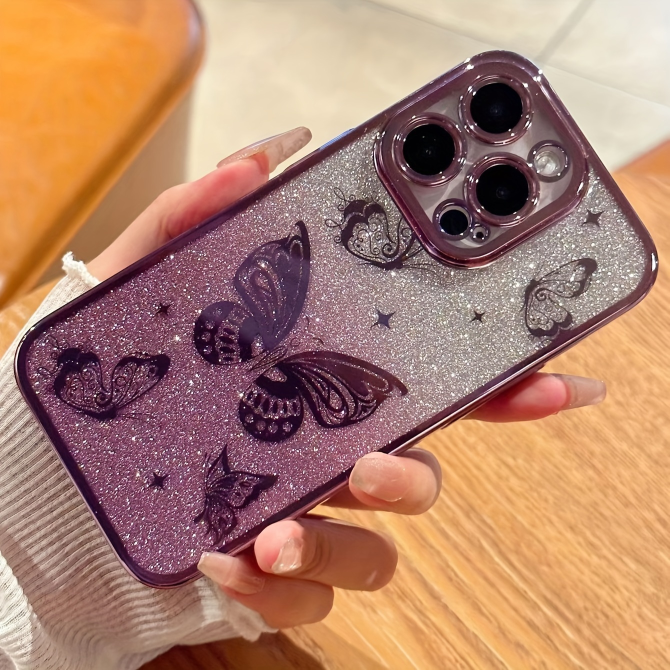 tpu luxury electroplating butterfly elegant creative mobile phone case is suitable for iphone11 13 13promax e14promax 15promax details 2