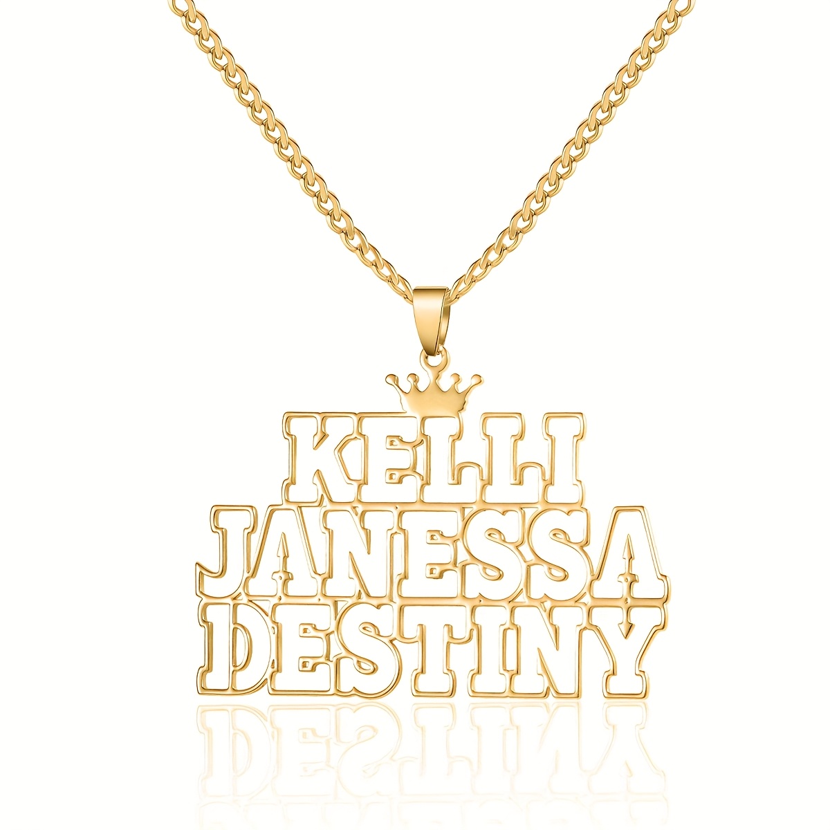 Personalized Stainless Steel Three Name Necklace for Family