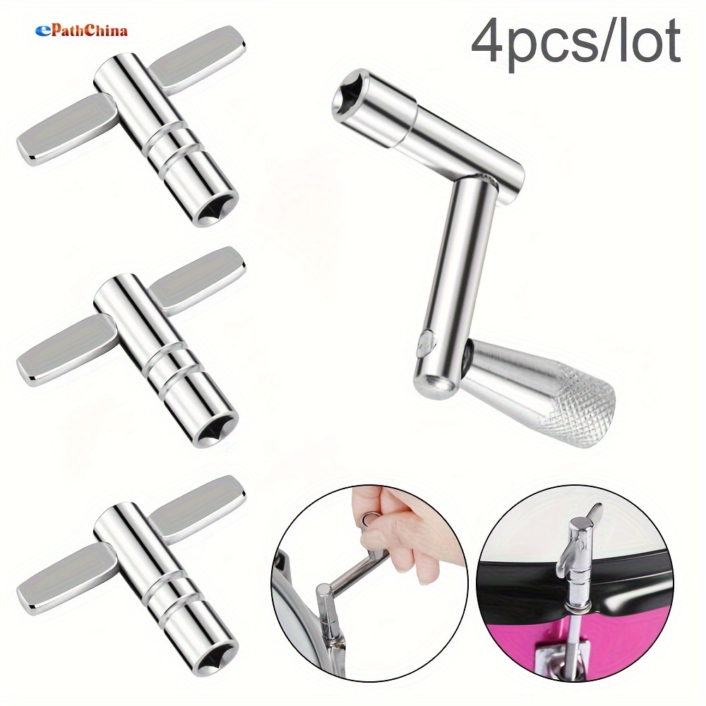 

Drum Head Tuning Wrench With 3pcs T Shaped 5.5mm Square Mouth Universal Drum Key + 1pc Z Shaped Quickly Disassemble Drum Key