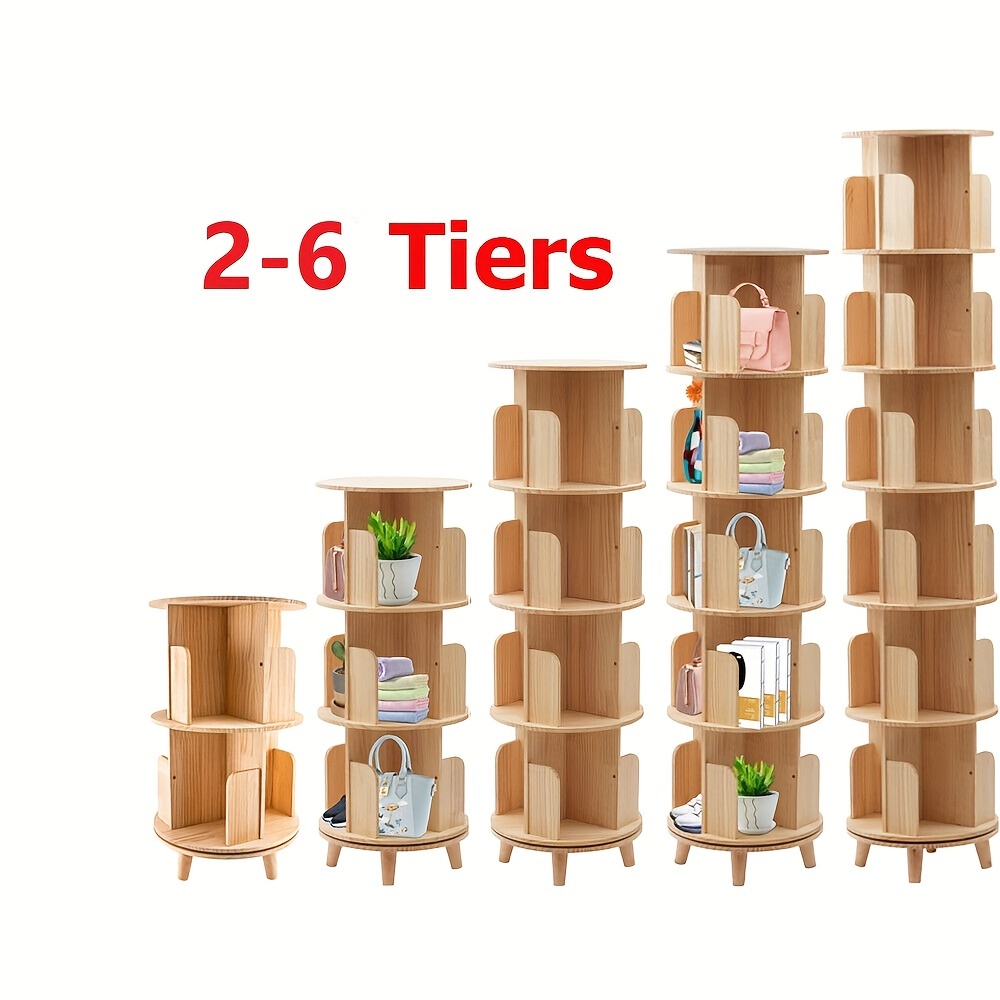 

2/3/4/5/6 Tiers 360° Rotating Bookshelf, Display Stand Bookcase Floor Stand, Corner Bookshelf For Small Space, Storage Rack For Office, School