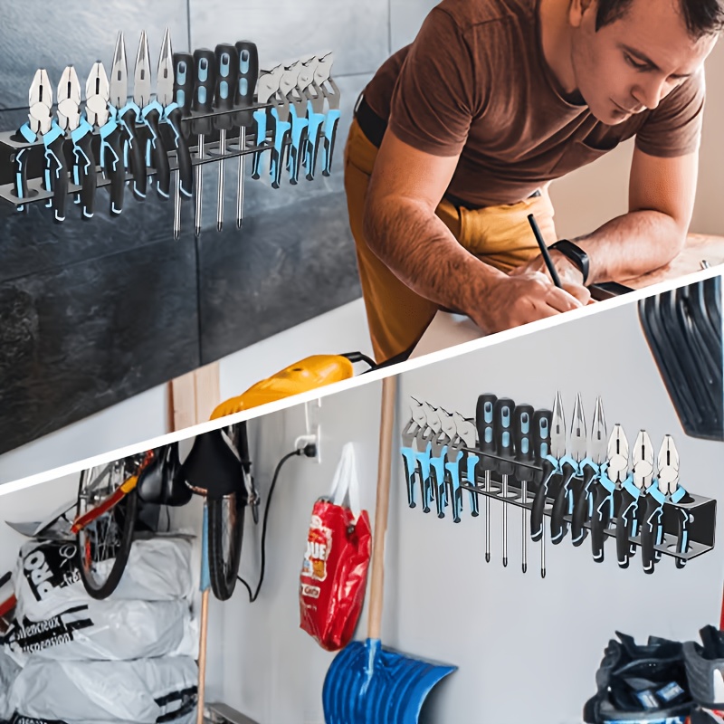 Iukoio Screwdriver, Pliers, Wall-Mounted, Heavy-Duty Metal Multi-Function Storage Rack for Small Tools, Utility Shelves