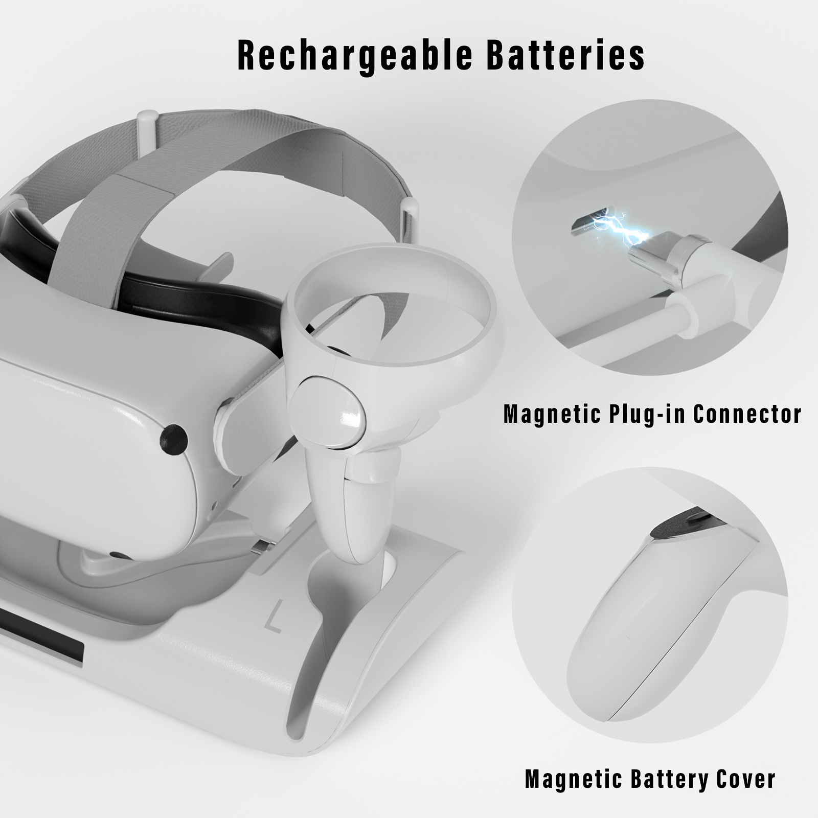 תחנת טעינה v-glow vr עבור   2, טעינה מהירה דוק usb type-c, מחבר 5v זכר לזכר, עם טעינה סימולטנית של הקסדה והבקר, סוללת ניקל, עבור אביזר טעינת vr פרטים 0