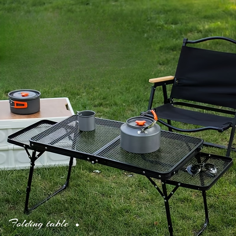 portable folding metal table for camping durable iron   with dual handles