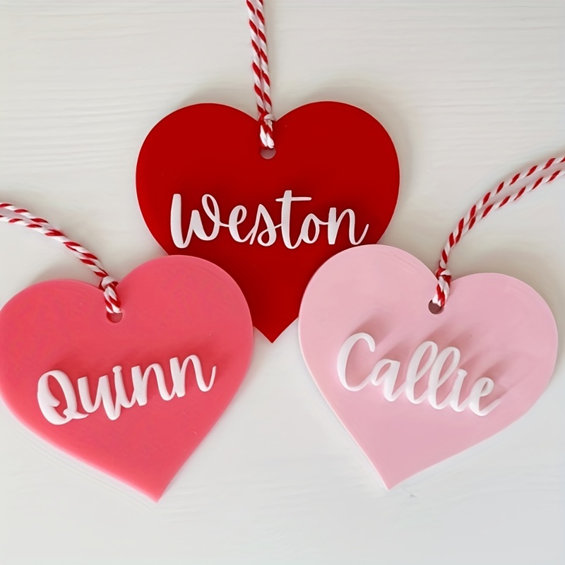 

Custom Acrylic Heart Tags - Personalized Alphabet For Christmas Tree, Socks & Gift Labels - Decor Accessories, Valentine's Day