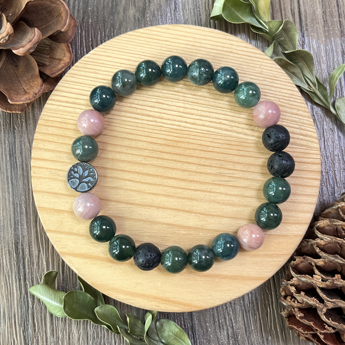 Natural Stone Tree of Life Bracelet with Birthstone Beads