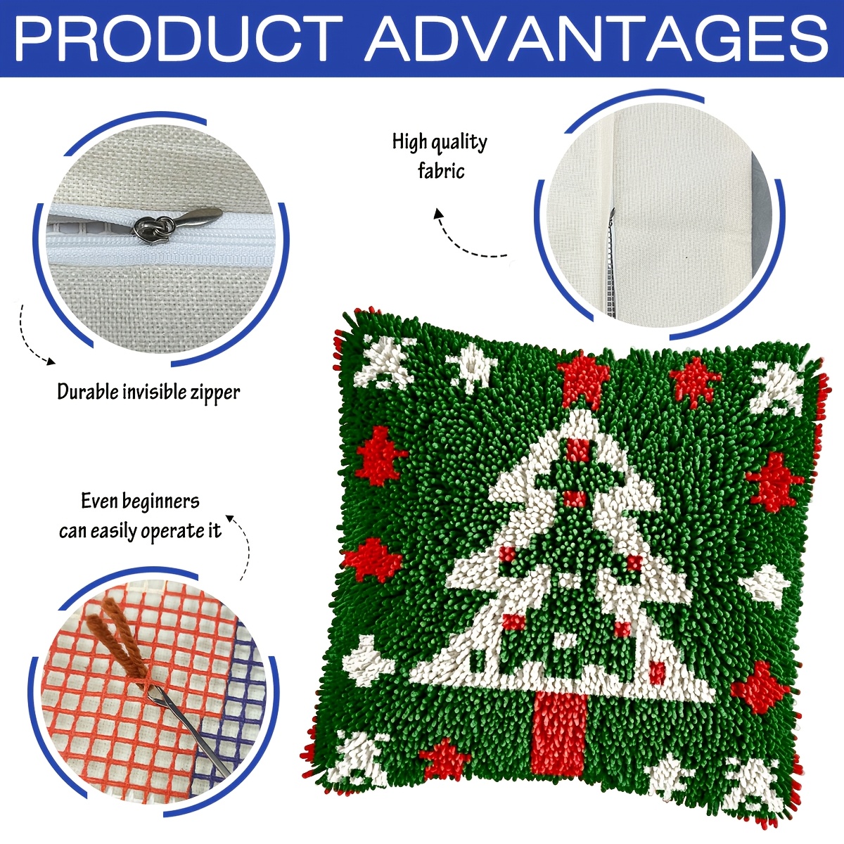 Pillow Plant Latch Hook Kit, Beautiful Christmas Tree Pattern