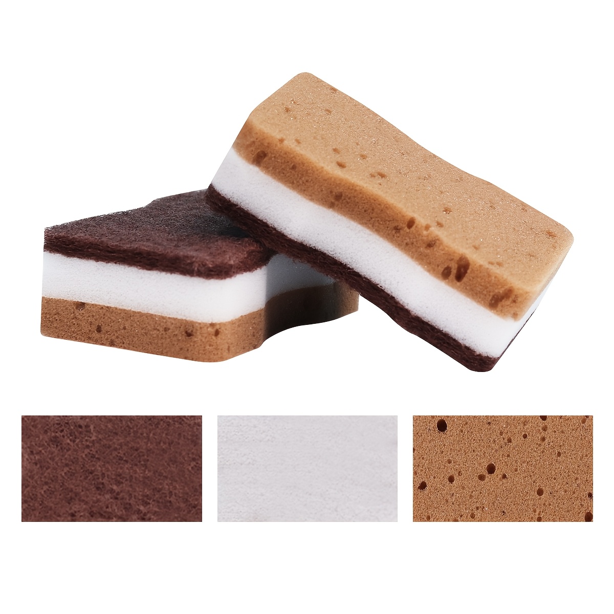 Three-Layer Seaweed Cleaning Sponges, Set of 5/10/20/40pcs