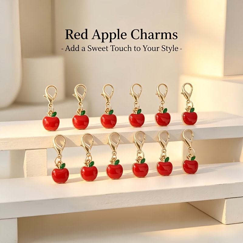 TEMU 12pcs 2d Cute Red Keychain - Cartoon Fruit Pendant With Lobster Clasp - Team Appreciation Gifts - Thank You For Helping Me Grow - Gift Tag -