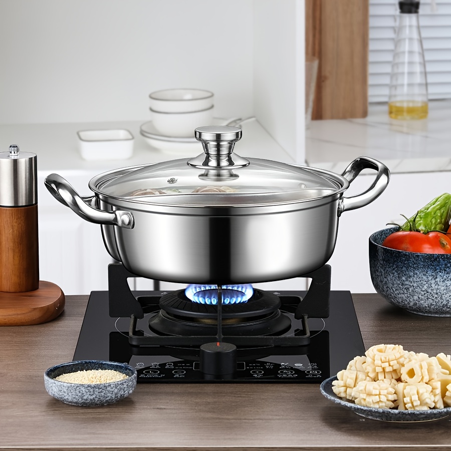 Image of 12.6-inch Double Flavor Hot Pot With Lid, Duck Hot Pot, Thickened Household Chinese Hot Pot, Dual-layer Hot Pot, Stainless Steel Shabu-, Induction Cooker Compatible, Split Design For Separate Flavors
