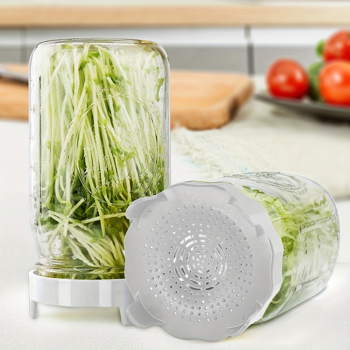 

1pc White Plastic Sprouting Lid For Mason Jars, 3.74inch Mesh Germination Cover For Seed Sprouting, Bpa-free Food-grade Material, Canning Jar Strainer Cap