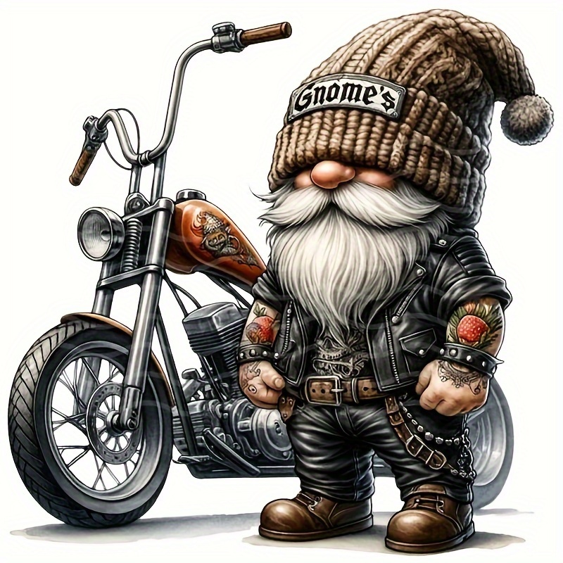 

Biker Gnome Full Drill 5d Diamond Painting Kit, Round Diamond Art Embroidery Stitch Craft, Theme Diy Wall Decor And Gift Without Frame (1pc)