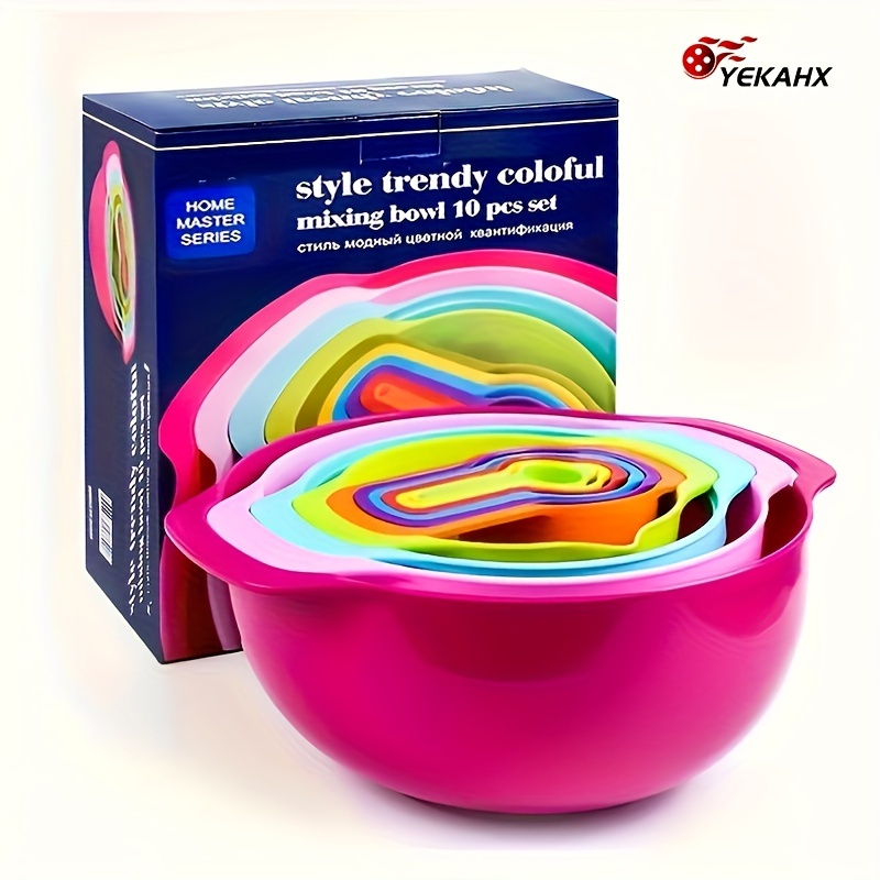 

10- Plastic Set Measuring , , And Colander, Nesting For Cooking, , Salad - Safe, -compatible