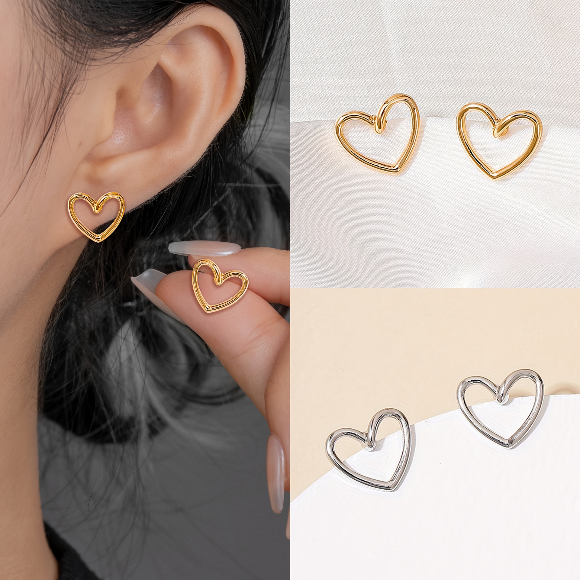 

Boucles d'Oreilles Clous Cœur Creux d'Inspiration Vintage pour Femmes - Tiges en Acier Inoxydable, , Parfaites pour Tenue Décontractée & Cadeau, Style Rétro, Style Élégant