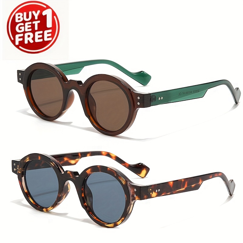 

2pcs Retro Round Sunglasses For Women Men Leopard Fashion Anti Glare Sun Shades For Vacation Beach Travel Mother's Day Buy 1 Get 1 Free Mother's Day Buy 1 Get 1 Free