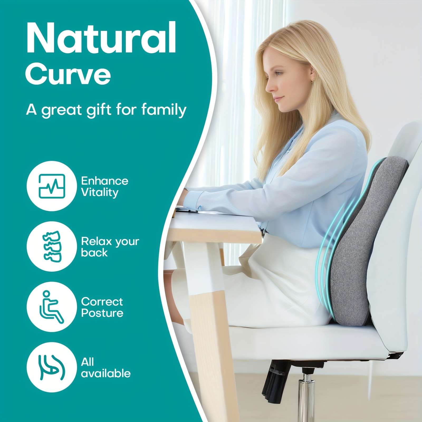 Lumbar Support Pillow Cover Backrest Computer Chair Car Seat Recliner and  Couch Seat Cushion Office Chair, Car, Polyurethane Foam Desk Chair  Cushion
