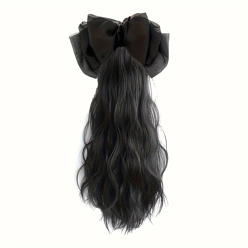 pinces à griffes synthétiques pour extensions de queue de cheval bouclées et ondulées avec une épingle à cheveux à nœud, parfaites pour améliorer les queues de cheval pour femmes et filles Détails du produit 4