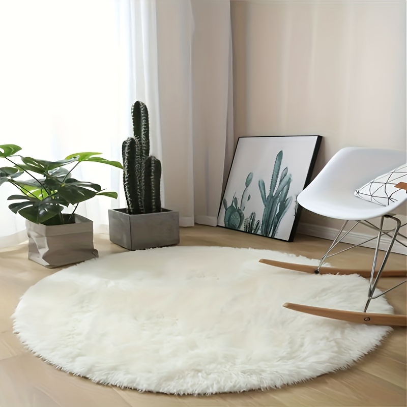 fluffy round area rug stain resistant non slip polyester mat for living room bedroom indoor decor machine made     christmas halloween easter more details 1