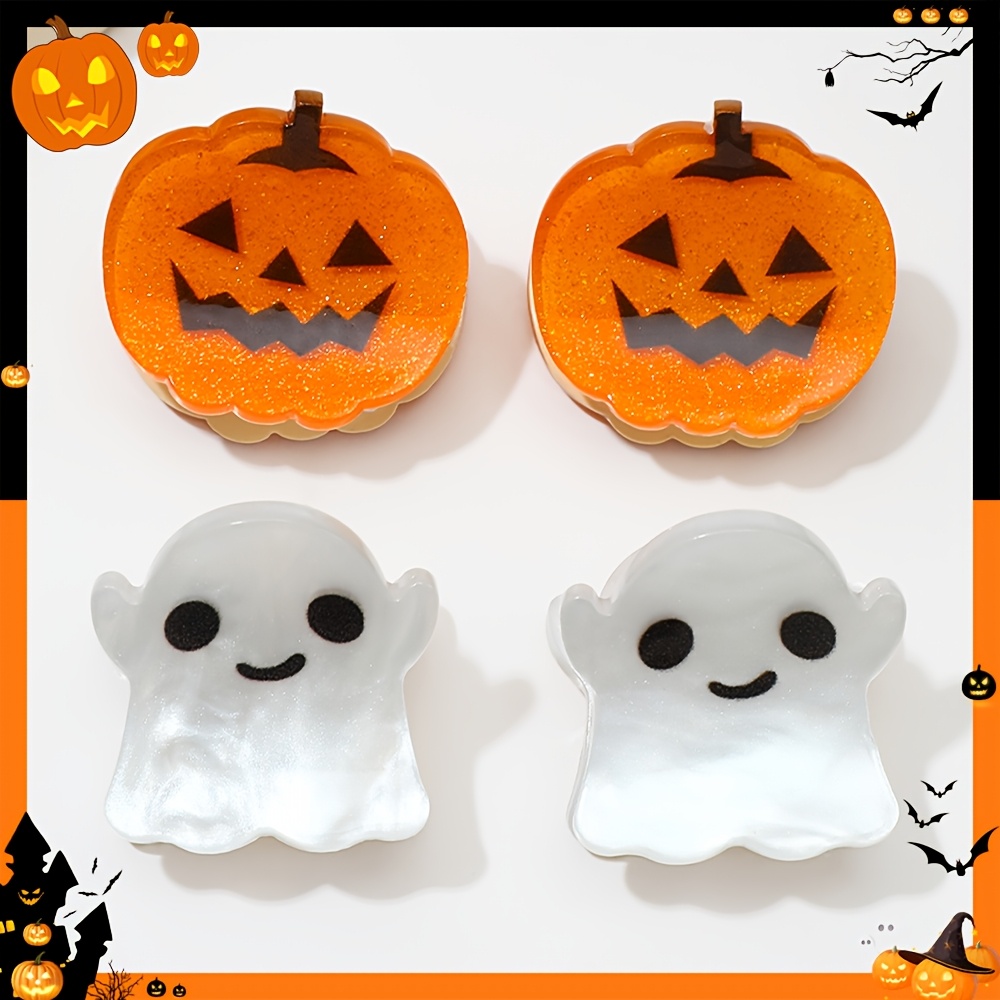 TEMU 4pcs Set Of New Fashionable Halloween Hair Clips For Women, Featuring Pumpkin And Decorations - Perfect For A Stylish Halloween Vibe! Ideal As A