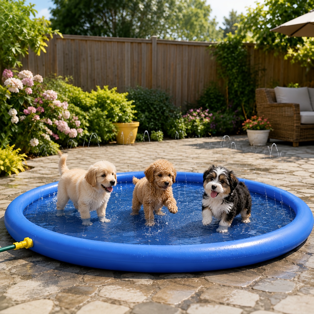 TEMU 100cm Water Spray Mat For Dogs Pet Toys, Foldable Basin Water Spray Mat, Interactive Dog Play | Round Water Spray Mat | Material, Suitable For