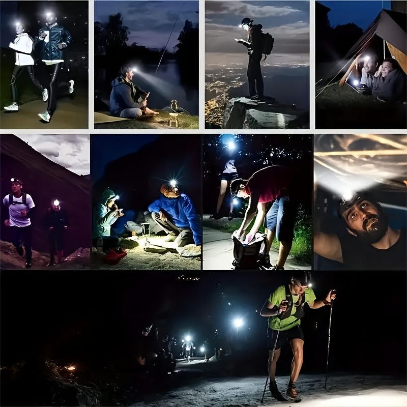2-Pack Multifunctional 5-LED USB Rechargeable Headlamps with 4 Modes for Outdoor Running, Hunting, Hiking, Camping