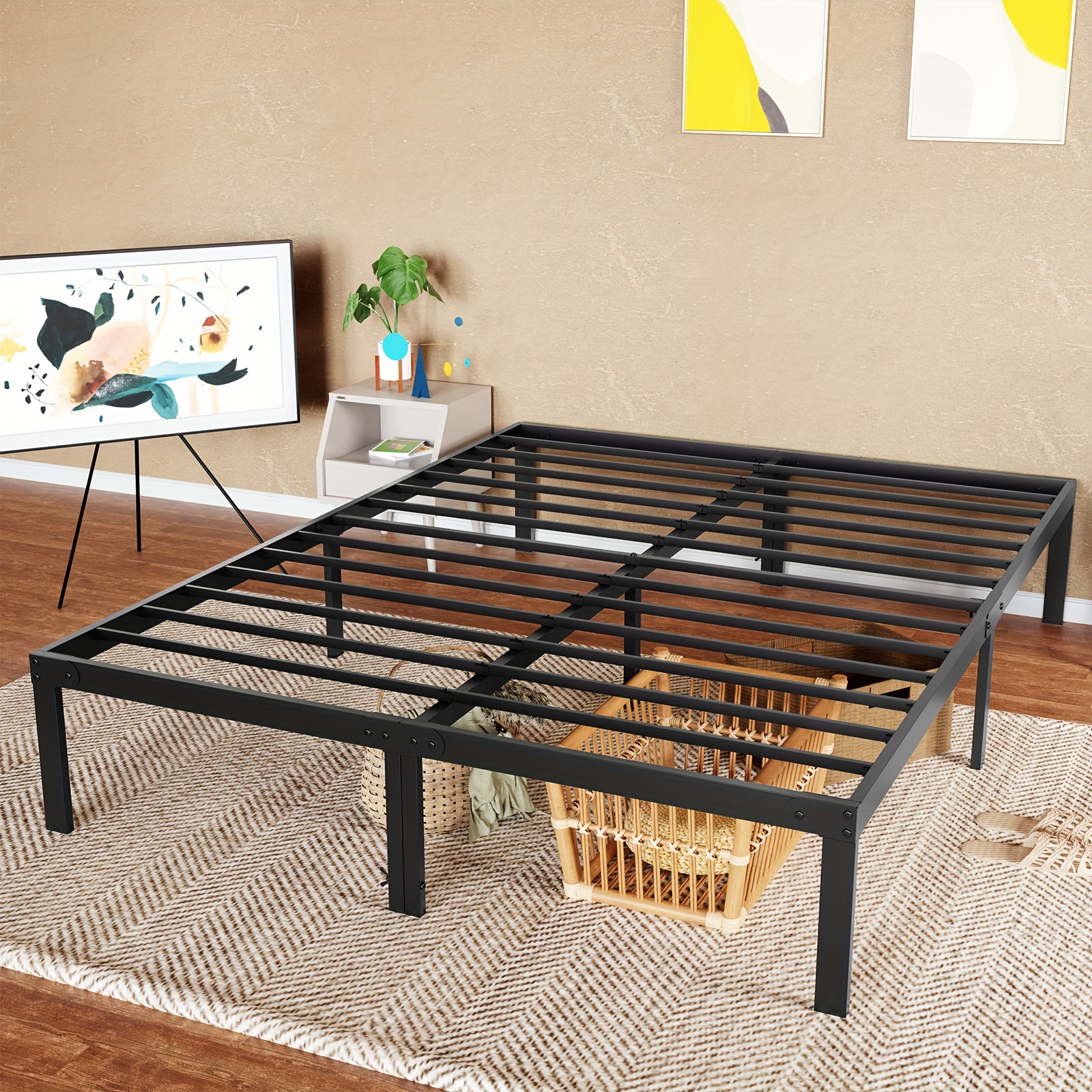 

14 Inch Bed Frame, Heavy Duty Platform Bed Frames With Under Bed Storage Space Easy Assembly, No Box Spring Needed, Sturdy Steel Slat Support