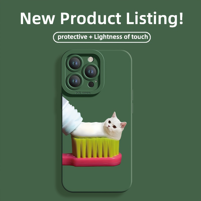 TEMU For Phone Case Cat Toothpaste, For Iphone 16 Pro Phone Case Mobile Phone Case 15pro/14pro/13 Pro/12pro/12 For Men And Women, Anti-drop Case