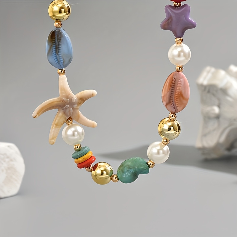 Beach Style Starfish Necklace, Women’s Random Color Accessory