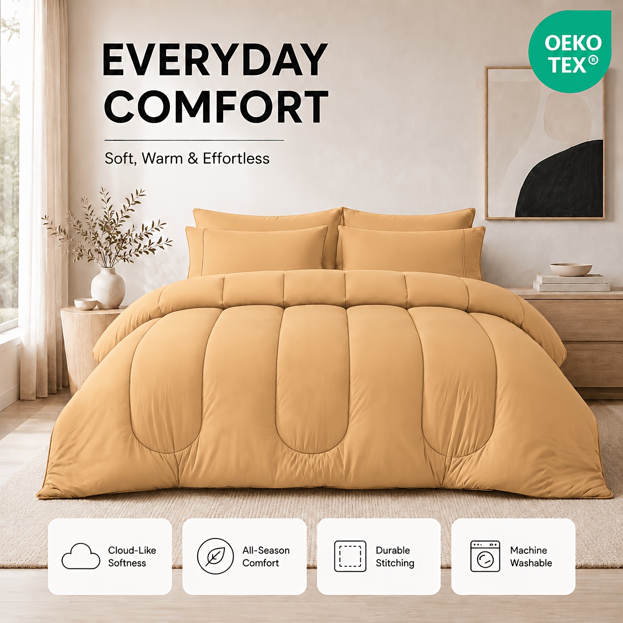 TEMU Quilted Comforter, Soft Fluffy And Breathable Bedding, Warm And Cozy For Fall And Winter, Lightweight Bed Quilt, Style Comforter, Machine