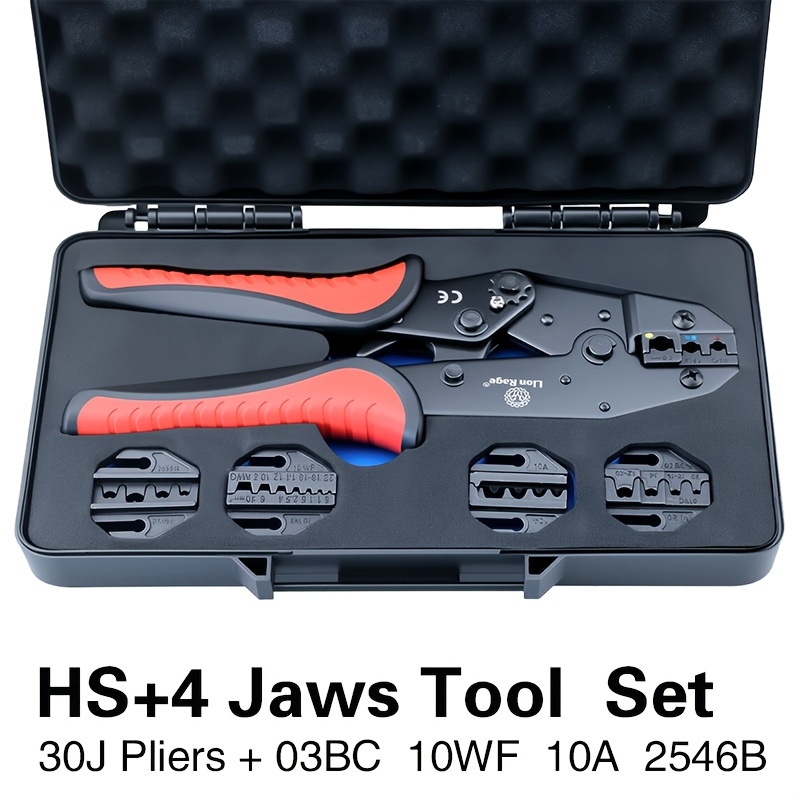 TEMU Hs Multi-jaw Crimping Tool Kit, Professional Heavy-duty Version (includes Precision Jaws, Pressure Adjustment, And Non-slip Grip) Suitable For