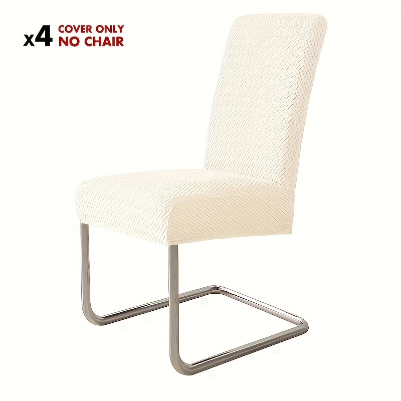 TEMU 4/6 pièces Housses de Chaise Élastiques en Jacquard Sergé pour Chaises à Pieds Métalliques, Hôtel, Maison, Salle à Manger et Bureau