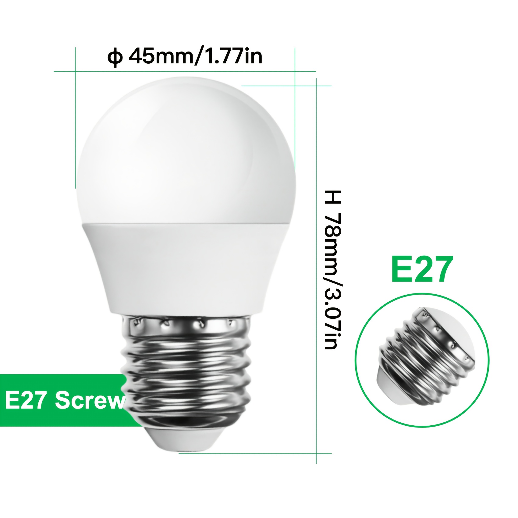 24pcs Small LED Light Bulb, G45 E27 4.8W, Mini Bubble Lamp