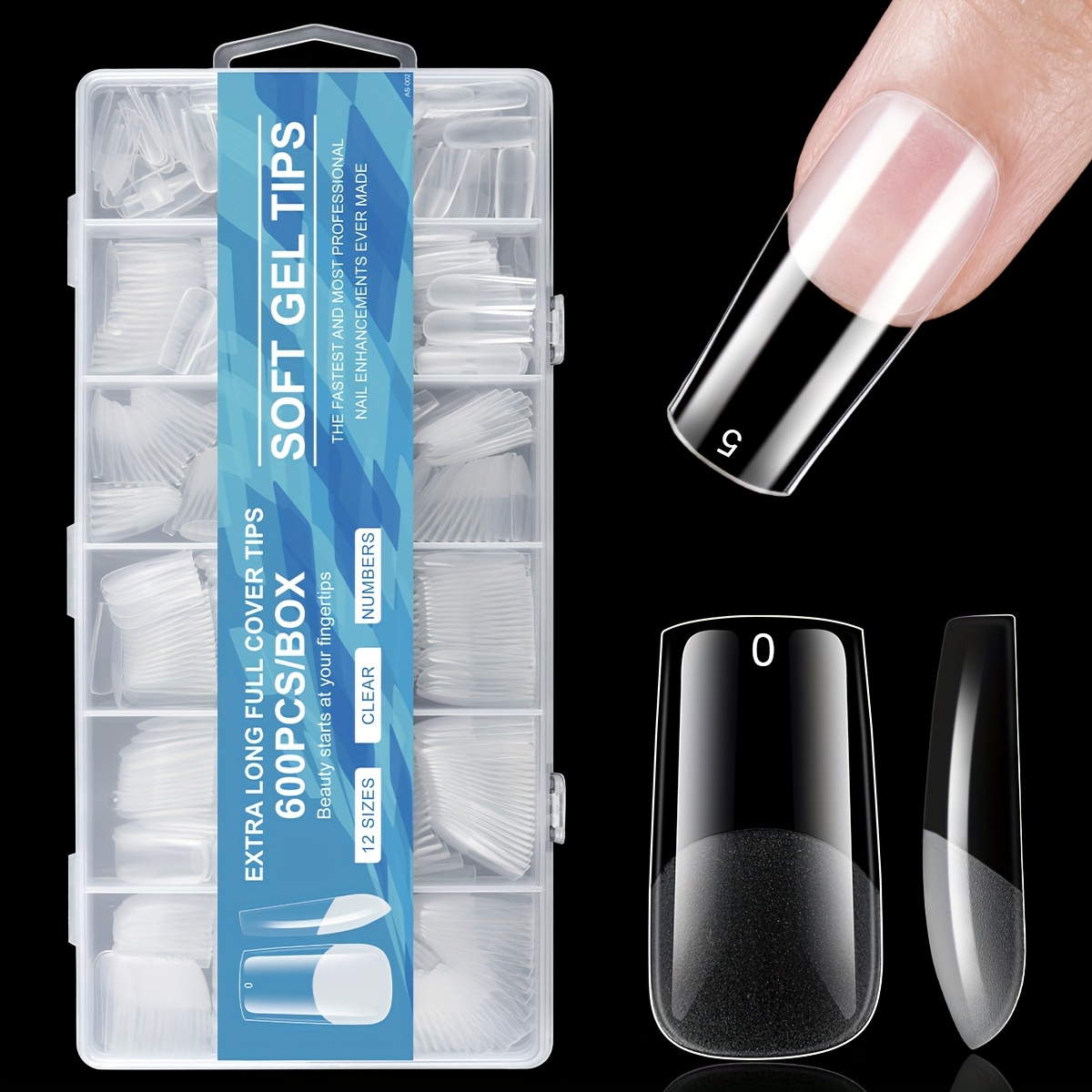 E-shop Quadratische Press-On-Nagelset - 600 Stück, QuickChic Mittellang, Quadratische Form, Einfarbige Kunstnägel, Doppelseitig, Kein Feilen