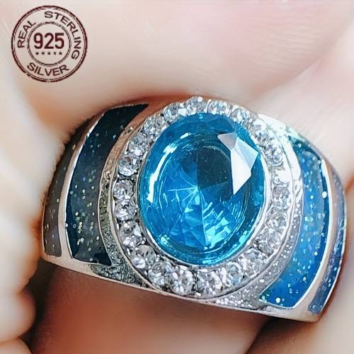 luxury 925 sterling silvery oval synthetic zirconia engagement wedding ring for women jewelry