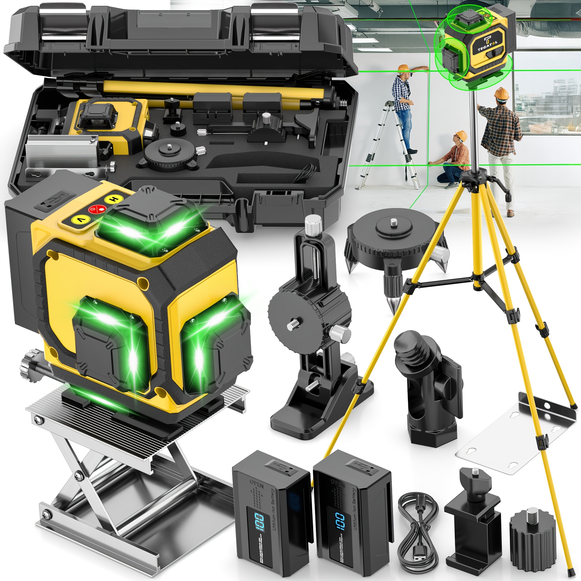 16 line 4d laser   self leveling rotating   measurement   tool with rechargeable battery precise laser line to help   and accurate positioning leveling and   during decoration home tool