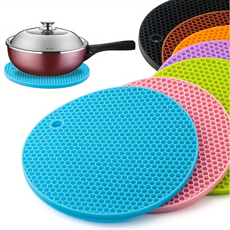 

5 Sets, Silicone Heat Resistant Heat Resistant Round Pot Holder, Tray Mat, Car Dashboard Mat, Table Mat, Placemat, Coaster, Colors, Kitchen Insulation Mat, Kitchen Portable Utensils