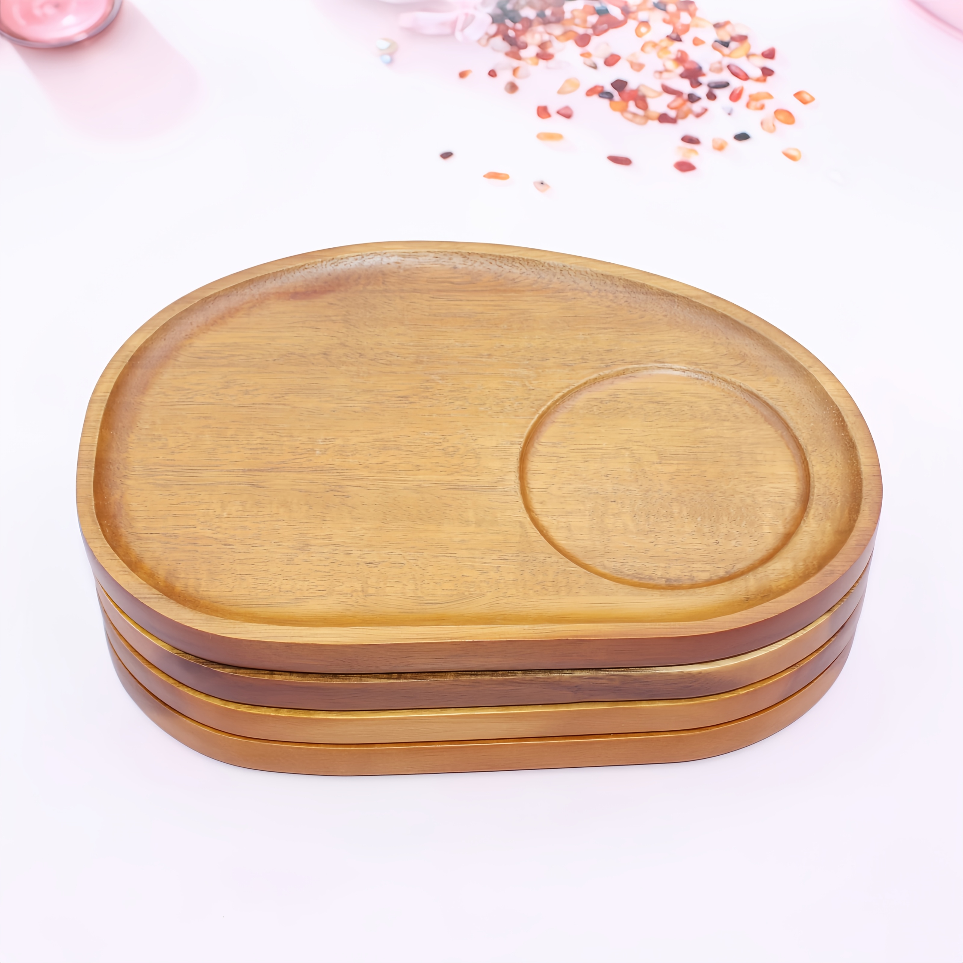 Japanese-style Solid Wood Creative Coffee Snack Plates, Snack Trays, Dried Fruit Dishes, Afternoon Tea Coffee Plates, Breakfast Trays, Solid Wood Dishes