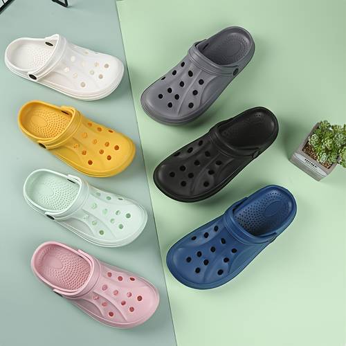zuecos unisex gruesos de color liso, zapatillas sin cordones de eva antideslizantes, sandalias para interior y exterior, playa y jardín, calzado de mujer
