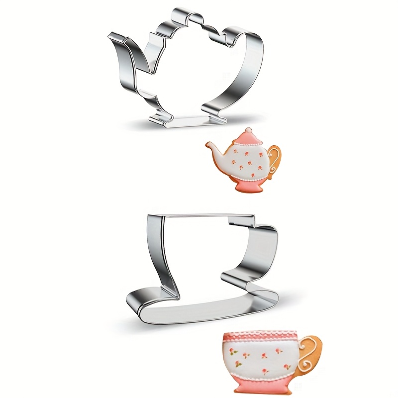 Stainless Steel Cookie Cutters | Teapot And Cup Shapes For Baking Biscuits, 304 Stainless Steel