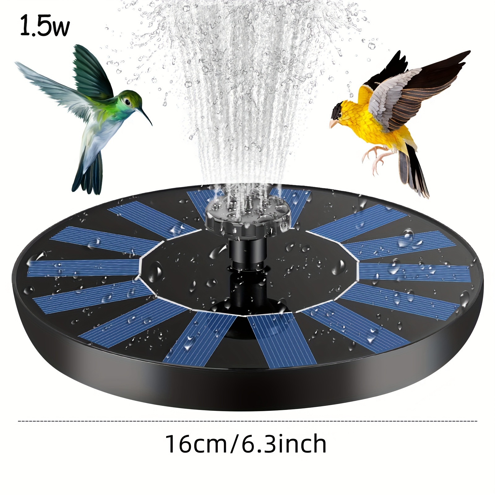 Fontaine Solaire 25W Avec Pompe Submersible - Débit 1100 L/h, Hauteur De Levage 5m, Tuyau 2m - Pour Bassin, Cascade, Jardin - 5