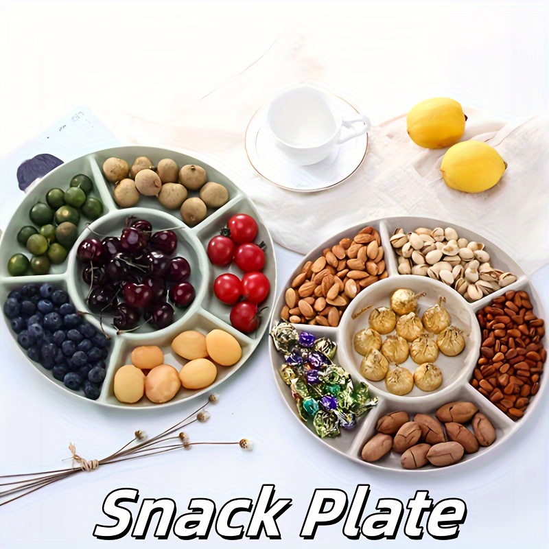 

6-compartment White Serving For Chips, Dip, Veggies & Snacks - Decorative Divided Platter For Parties And Home Use