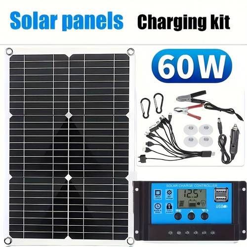 12v solar panel kit 100a charge controller with extension cables battery clips power supply for rv boat motorcycle outdoor lights cameras