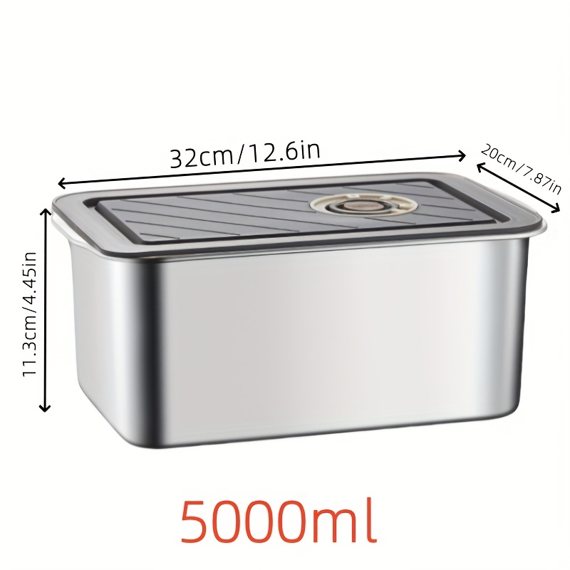 E-shop Großer Edelstahl Lebensmittelbehälter mit Verschlussdeckel und Entlüftungsventil (2800ml/4000ml/5000ml), Mahlzeitenvorbereitungsbehälter für